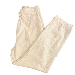 ERIKA & CO Linen Blend Drawstring Waist Pants Cream Casual‎ Size M
